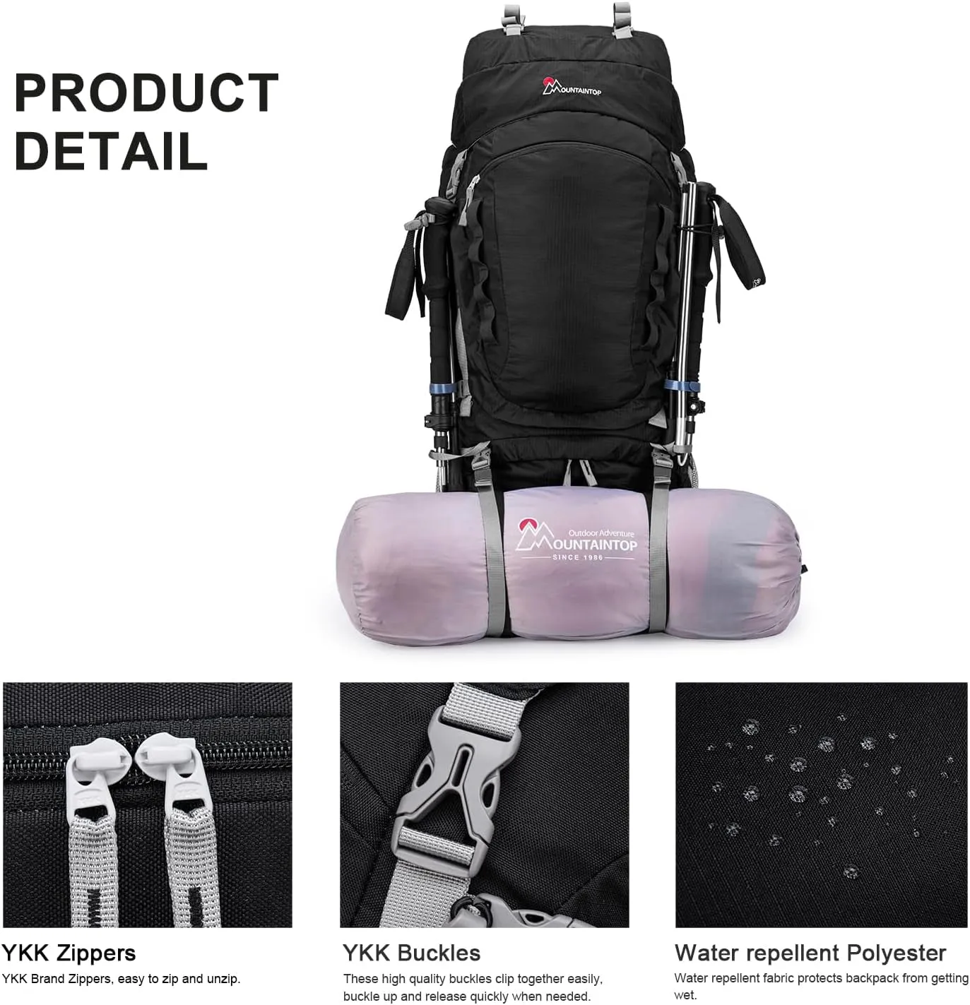 80L Internal Frame Backpack for Man & Women Backpacking Hiking Backpack with Rain Cover