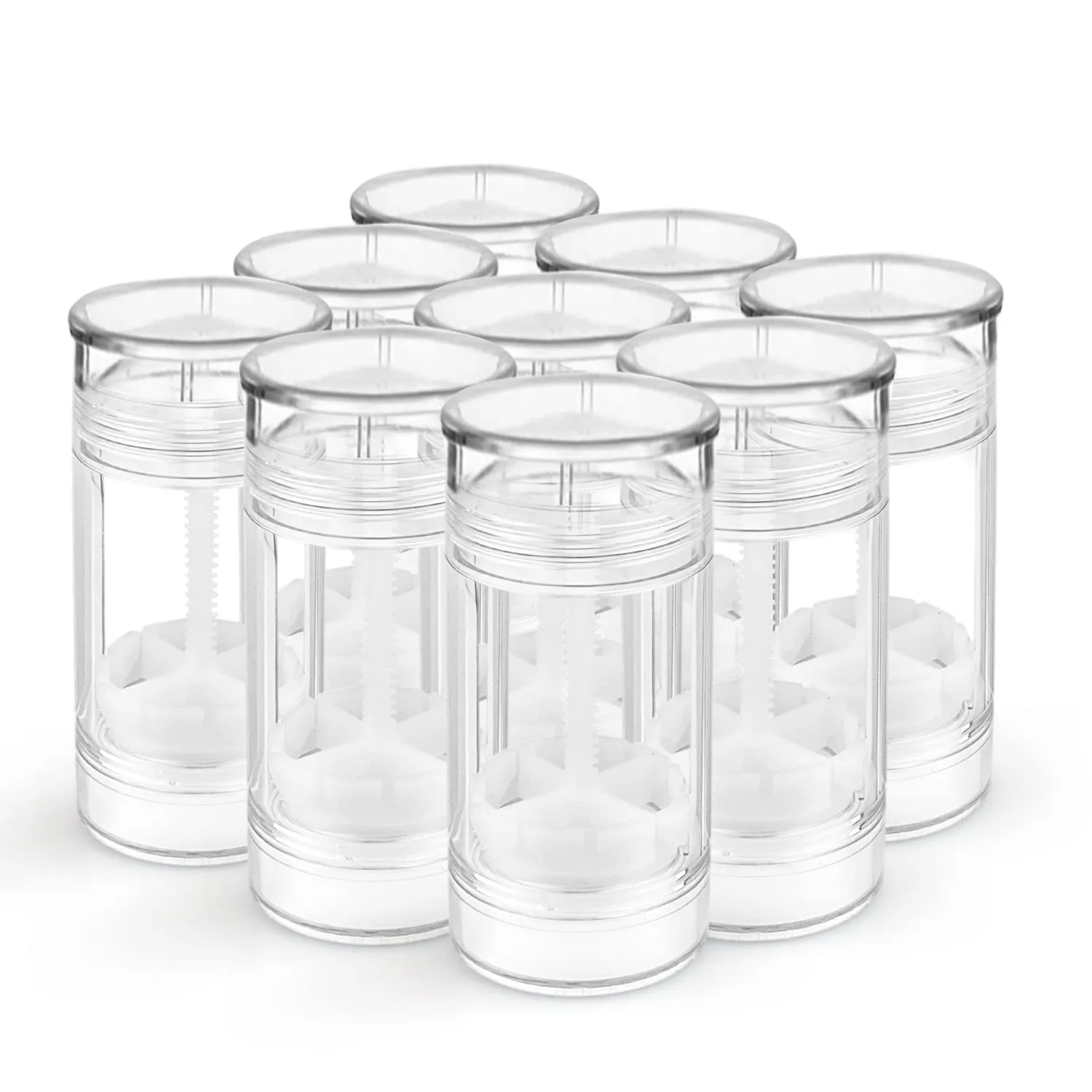 9 PCS 2.5oz/75ml Round Deodorant Containers,Empty Plastic Deodorant Tubes Holder,Reusable Clear Twist Up Filling Stick Container,Makeup Stick for DIY Deodorant,Healing,Homemade Balm,Chapsticks,Bottom-Filling