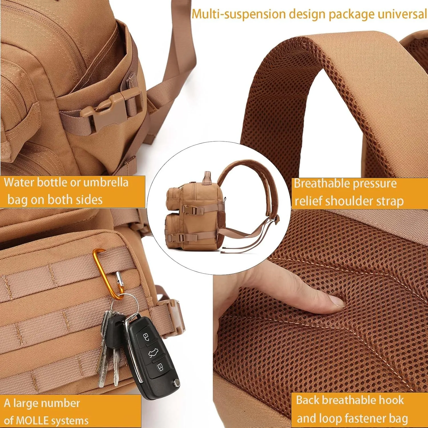 9L Mini Tactical Backpack, Multi-Purpose Rucksack,Small Gym Bag, EDC Molle, for Men and Women (Army Green)