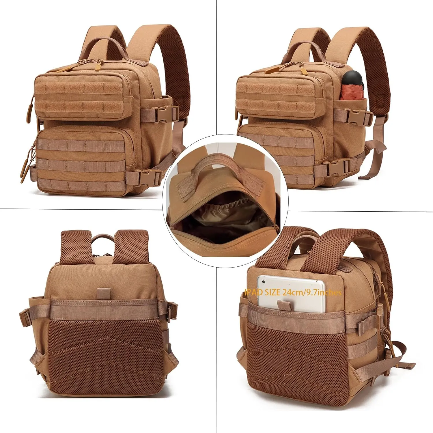 9L Mini Tactical Backpack, Multi-Purpose Rucksack,Small Gym Bag, EDC Molle, for Men and Women (Army Green)