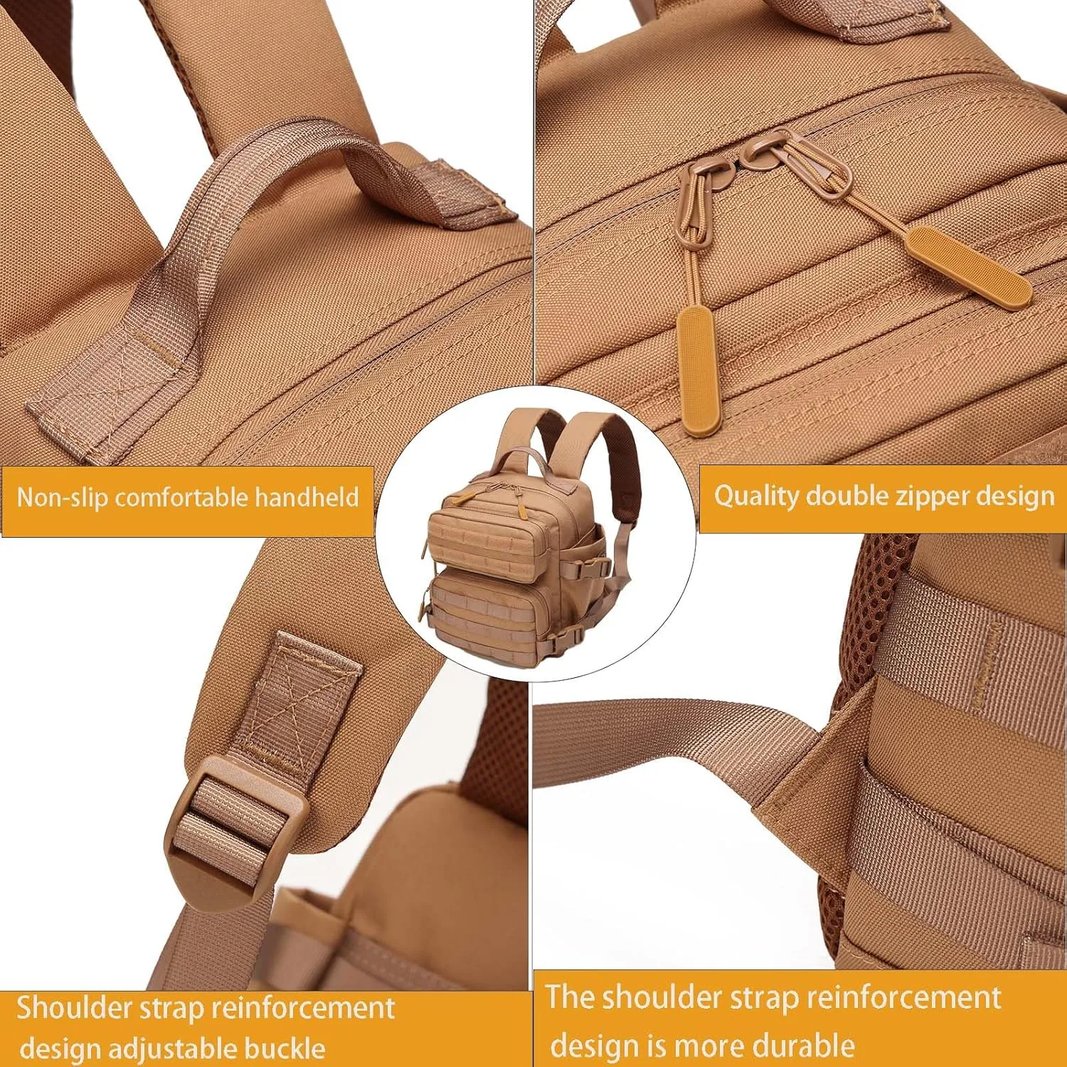 9L Mini Tactical Backpack, Multi-Purpose Rucksack,Small Gym Bag, EDC Molle, for Men and Women (Army Green)