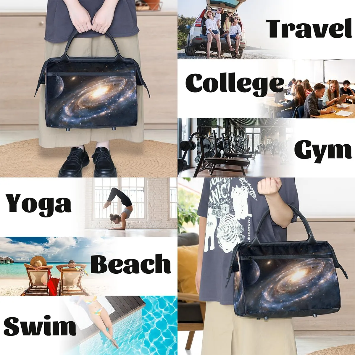 Abstract Art Universe Nebula Weekender Overnight Bag for Women Waterproof Carry On Travel Duffle Bags with Pocket Lightweight Sports Gym Tote Bag Large Luggage Workout Personal Item Hospital Bags