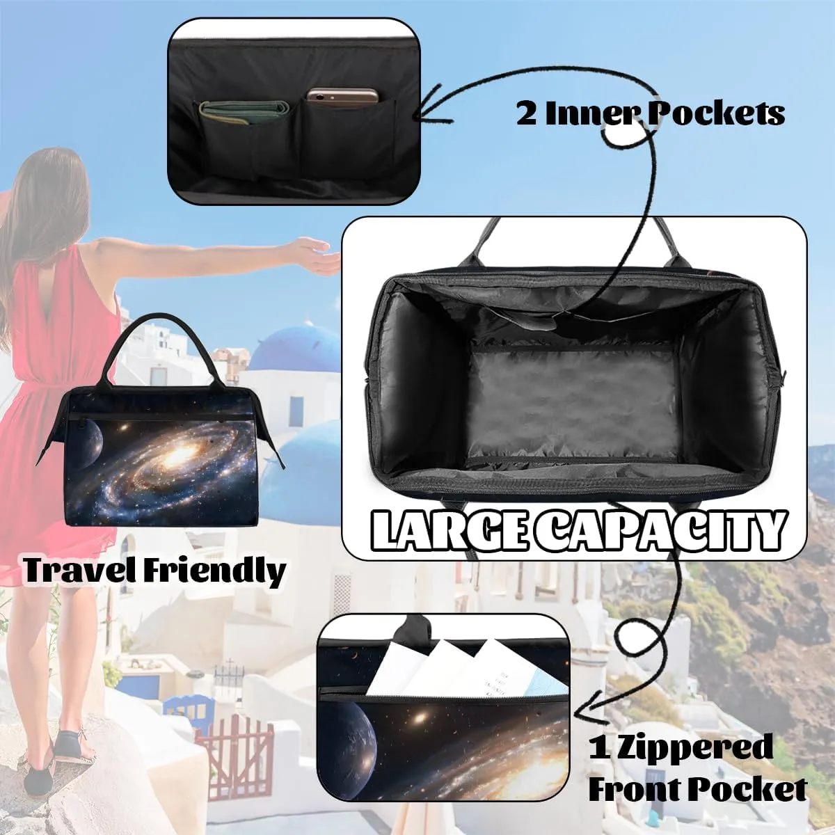 Abstract Art Universe Nebula Weekender Overnight Bag for Women Waterproof Carry On Travel Duffle Bags with Pocket Lightweight Sports Gym Tote Bag Large Luggage Workout Personal Item Hospital Bags