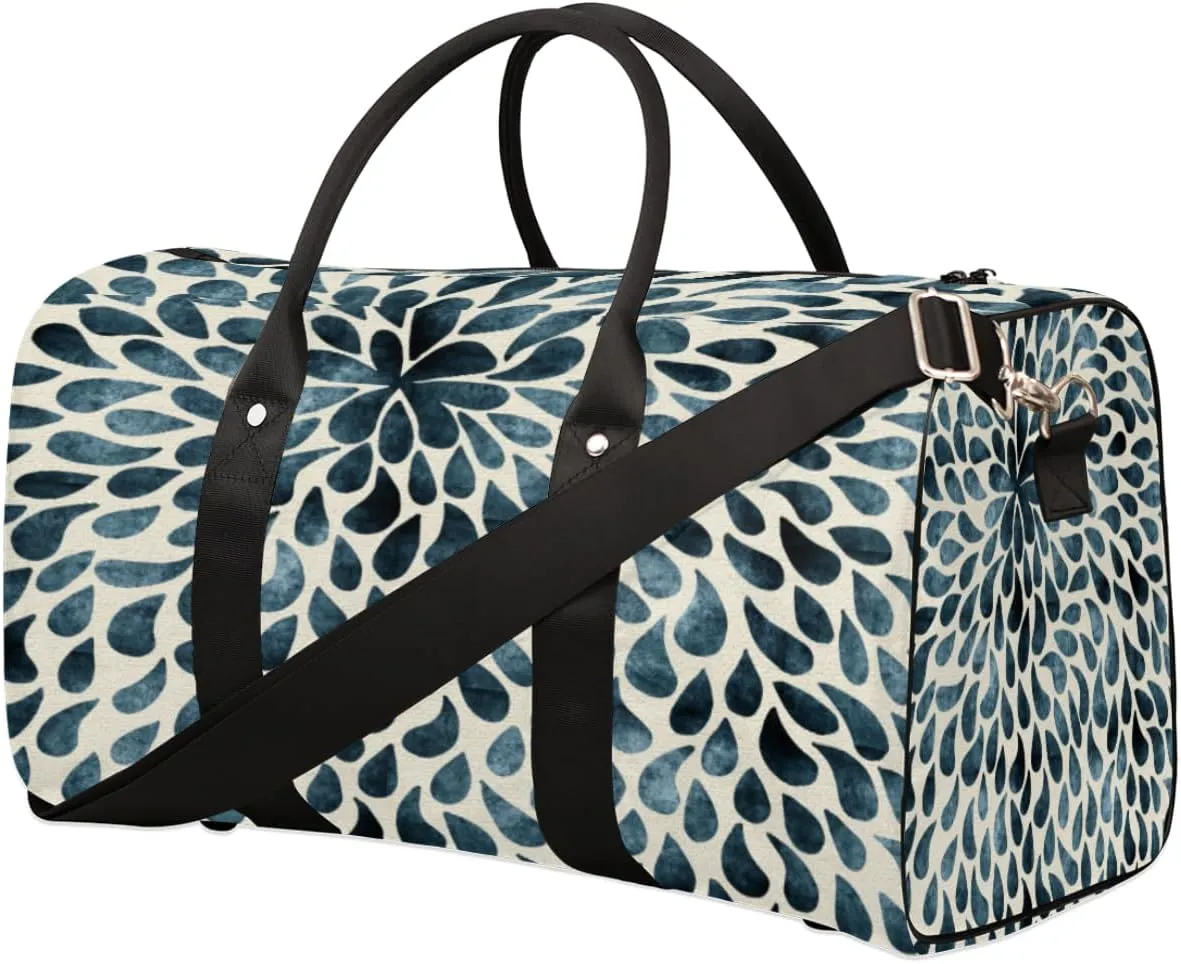 Abstract Pattern Travel Duffel Bag, Water Droplet Sports Tote Gym Bag, Foldable Weekender Overnight Bag, Luggage Handle Bag for Women Men