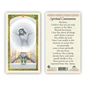 Act of Spiritual Communion Laminated  Holy Card (Plastic Covered)