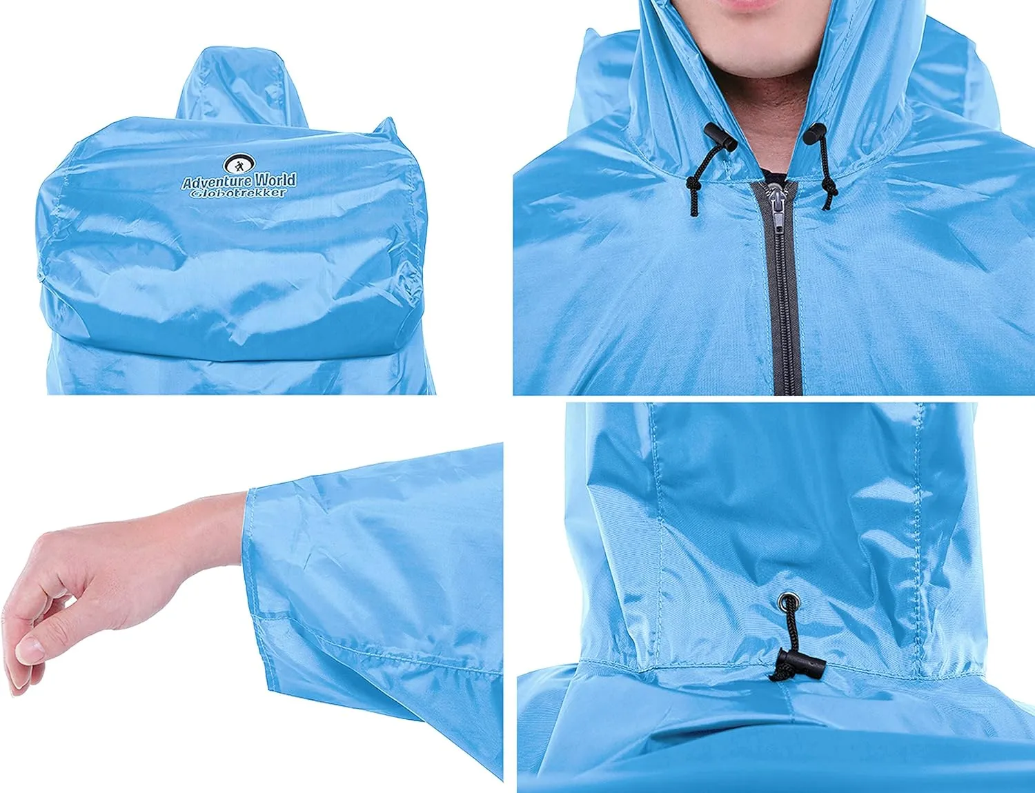 Adventure World Globotrekker Backpack Poncho Lightweight Waterproof Rain Poncho for Hiking, Camping, Travel & Outdoor Use
