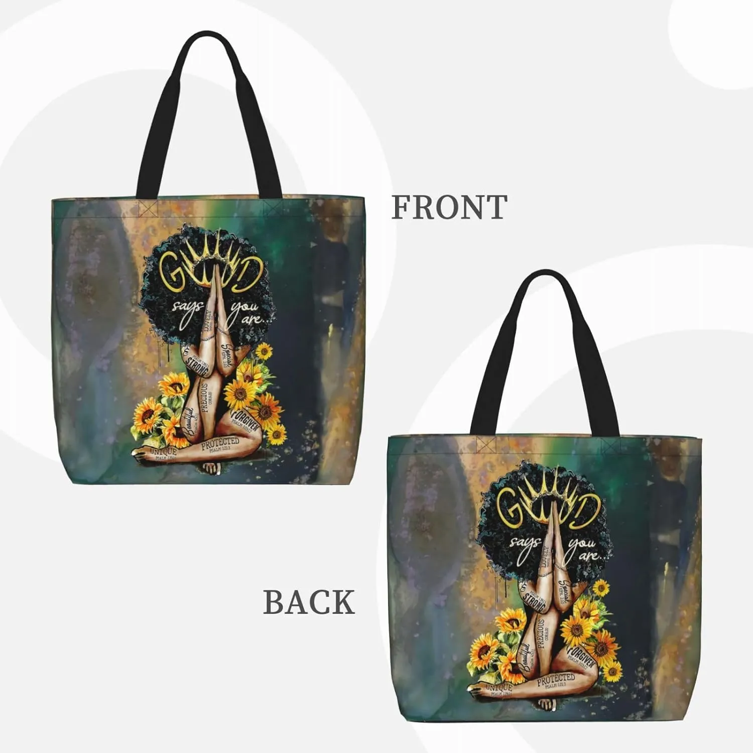 African American Tote Bags For Women Black Art Tote Afro Black Girl Magic Handbags For Gym School Travel