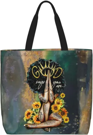 African American Tote Bags For Women Black Art Tote Afro Black Girl Magic Handbags For Gym School Travel