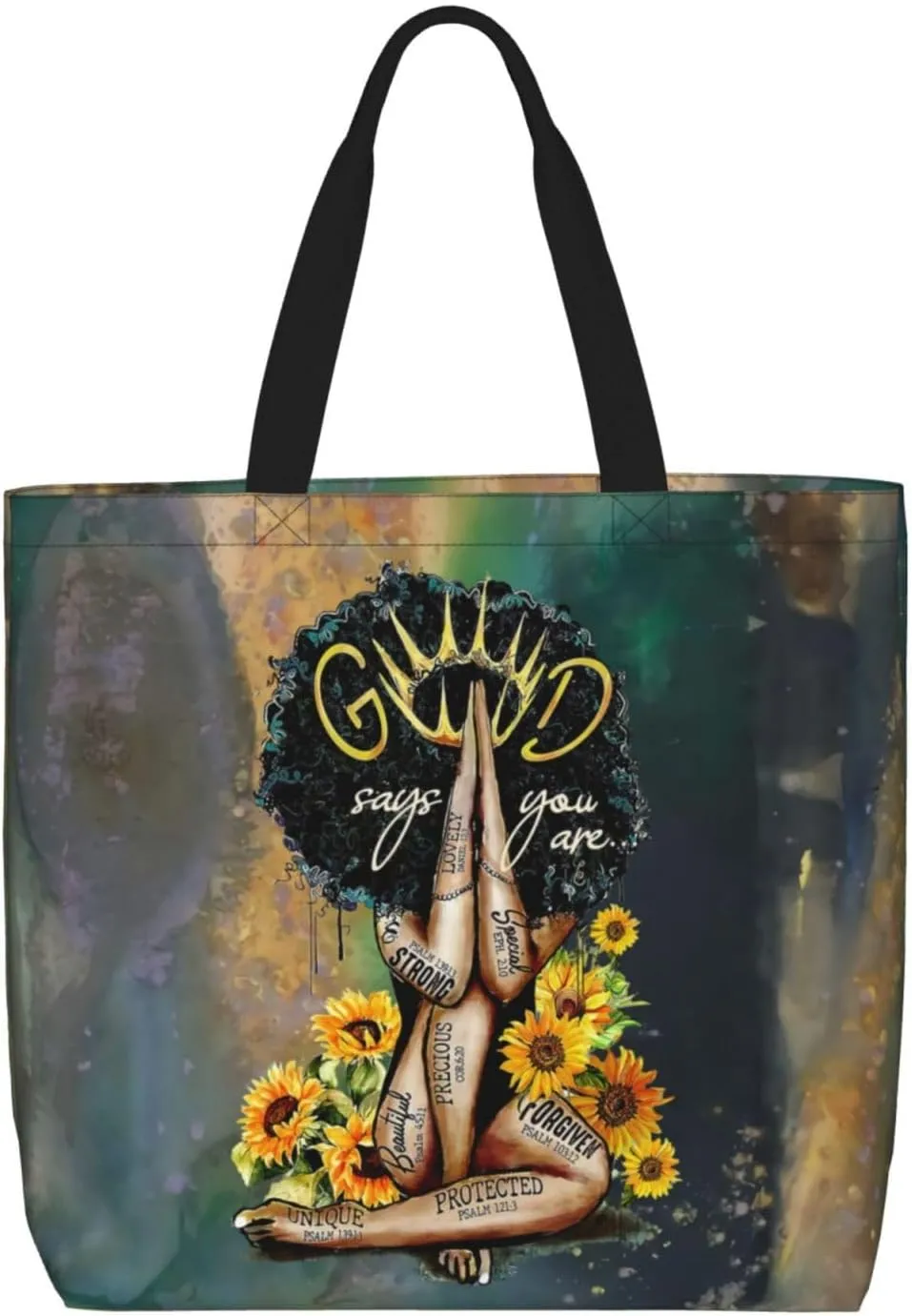 African American Tote Bags For Women Black Art Tote Afro Black Girl Magic Handbags For Gym School Travel