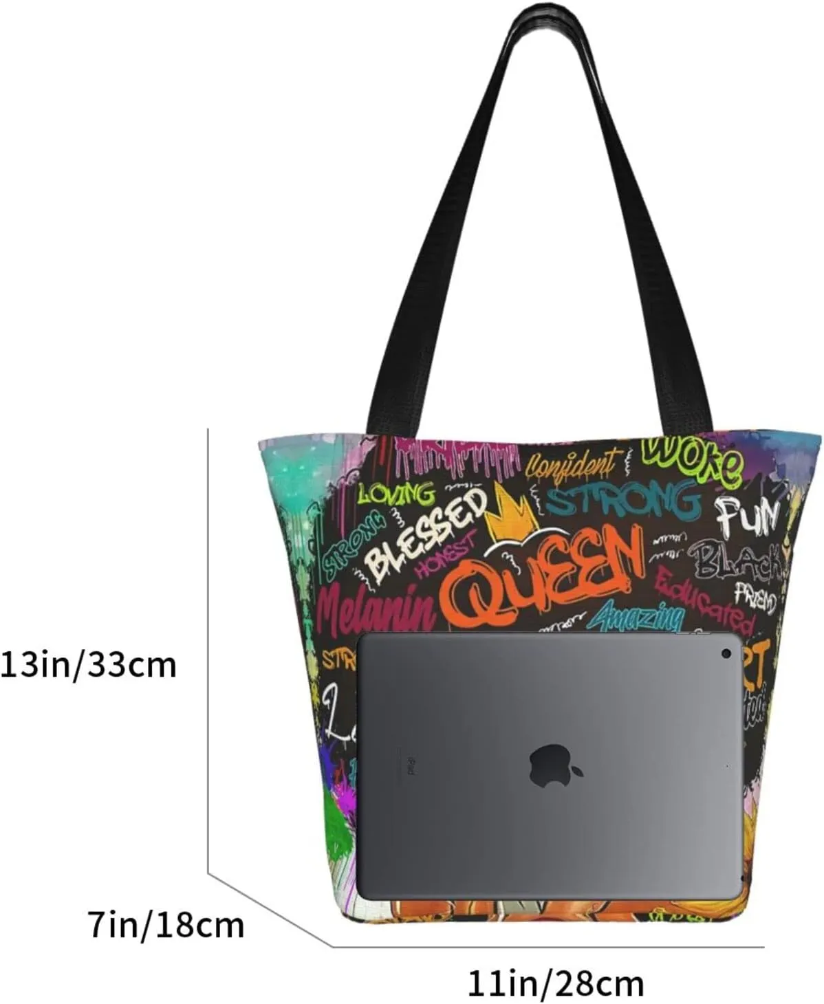 African American Woman Tote Bag Black Girl Shoulder Bag Afro Handbag Beach Bag for Adults Students Office Travel