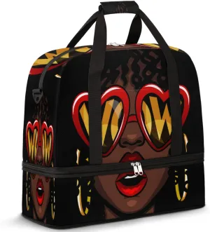 African American Women Travel Duffle Bag, Sports Gym Bag With Shoes Compartment Weekender Bag Overnight Bag For Women Men
