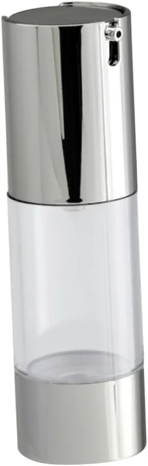 Airless Pump Bottle Refillable Plastic Cosmetic Bottle Emulsion Dispenser Silver Jar