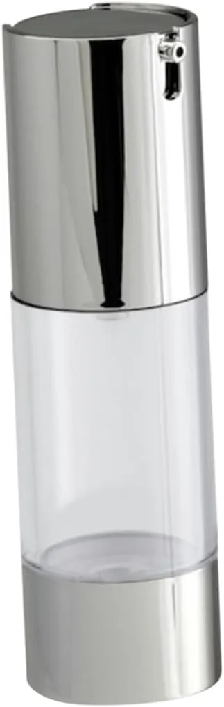 Airless Pump Bottle Refillable Plastic Cosmetic Bottle Emulsion Dispenser Silver Jar