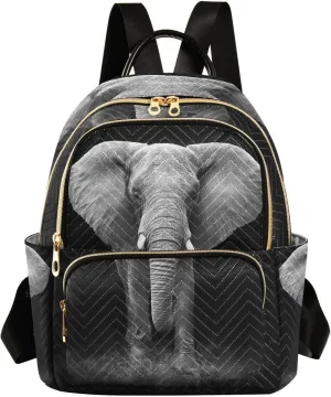 ALAZA Animal Elephant Black Women Backpack Purse Ladies Fashion Shoulder Bag Daypack Travel Bag 7.5L