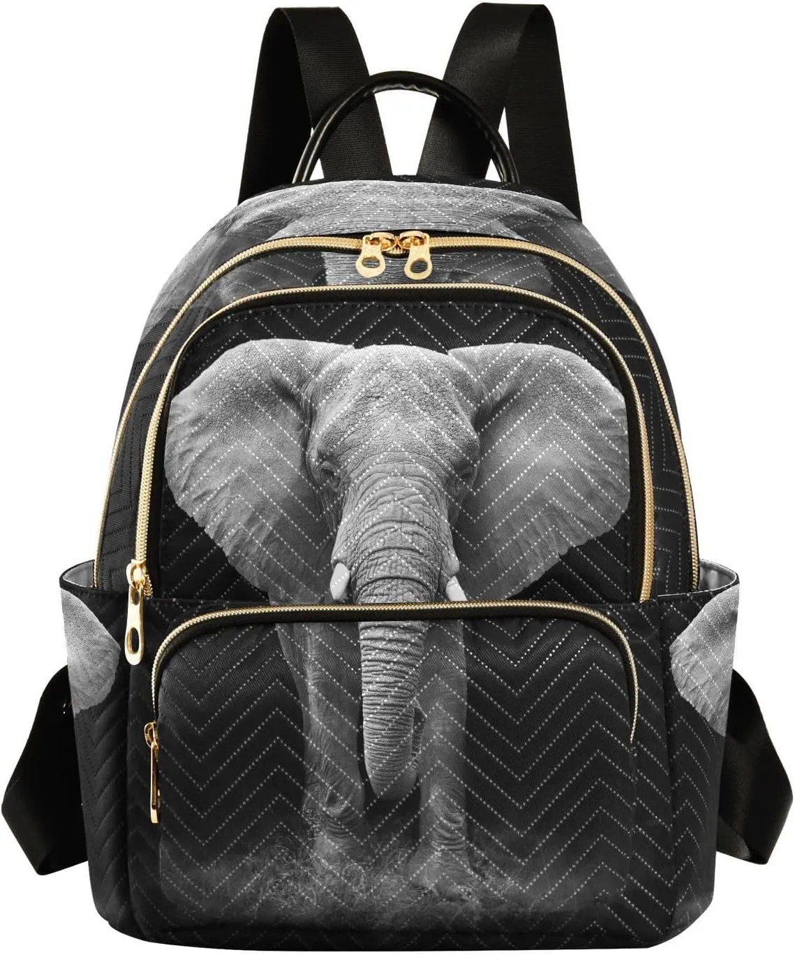 ALAZA Animal Elephant Black Women Backpack Purse Ladies Fashion Shoulder Bag Daypack Travel Bag 7.5L