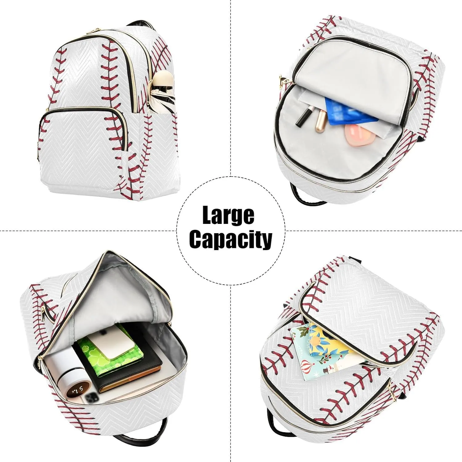 ALAZA Baseball Red Lace Women Backpack Purse Ladies Fashion Shoulder Bag Daypack Travel Bag 7.5L