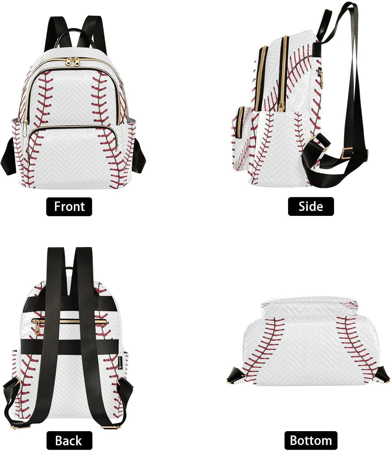 ALAZA Baseball Red Lace Women Backpack Purse Ladies Fashion Shoulder Bag Daypack Travel Bag 7.5L