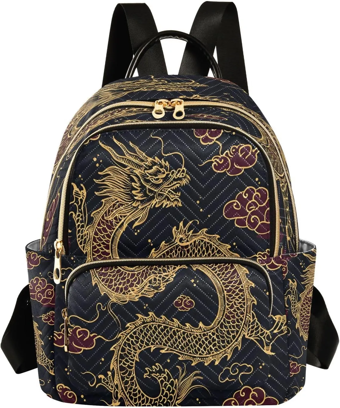 ALAZA Cute Chinese Dragon Cloud Black Women Backpack Purse Ladies Fashion Shoulder Bag Daypack Travel Bag 7.5L