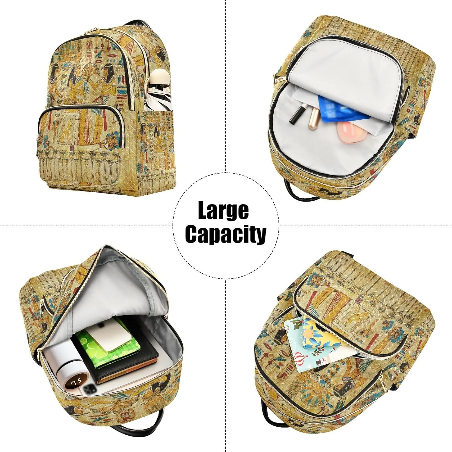 ALAZA Old Culture Egyptian Women Backpack Purse Ladies Fashion Shoulder Bag Daypack Travel Bag 10L