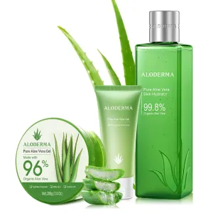 All Purpose Aloe Vera Gel Set - 3 Pieces - Skin Hydrator, 200g Aloe Vera Gel & 45g Aloe Vera Gel Travel Size