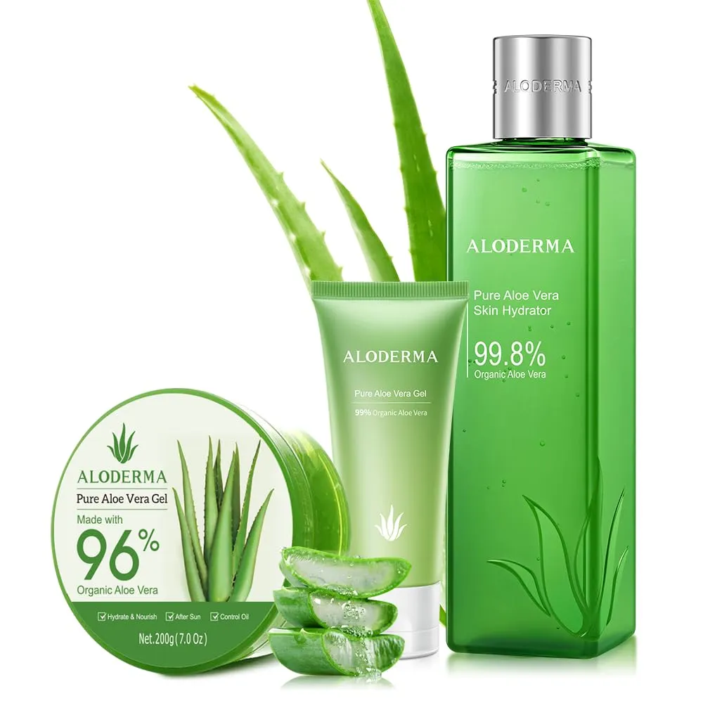 All Purpose Aloe Vera Gel Set - 3 Pieces - Skin Hydrator, 200g Aloe Vera Gel & 45g Aloe Vera Gel Travel Size