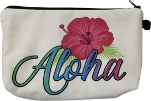 Aloha Designs ALOHA Cosmetic Bag for Women Roomy Makeup Bag Travel Splash-proof Toiletry Bag Accessories Organizer and Womans Pouch. Aloha Water-resistant Beach Bag Pouch. Plus 1 Aloha Decal Sticker