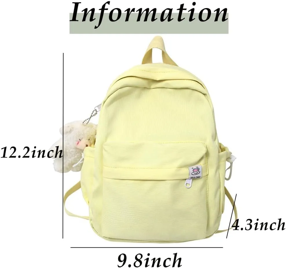 ALTALIVA Mini Kawaii Cute Aesthetic Shoulder Backpack for Women Laptop Daypack Traveling Daily Routine Bag (Yellow)