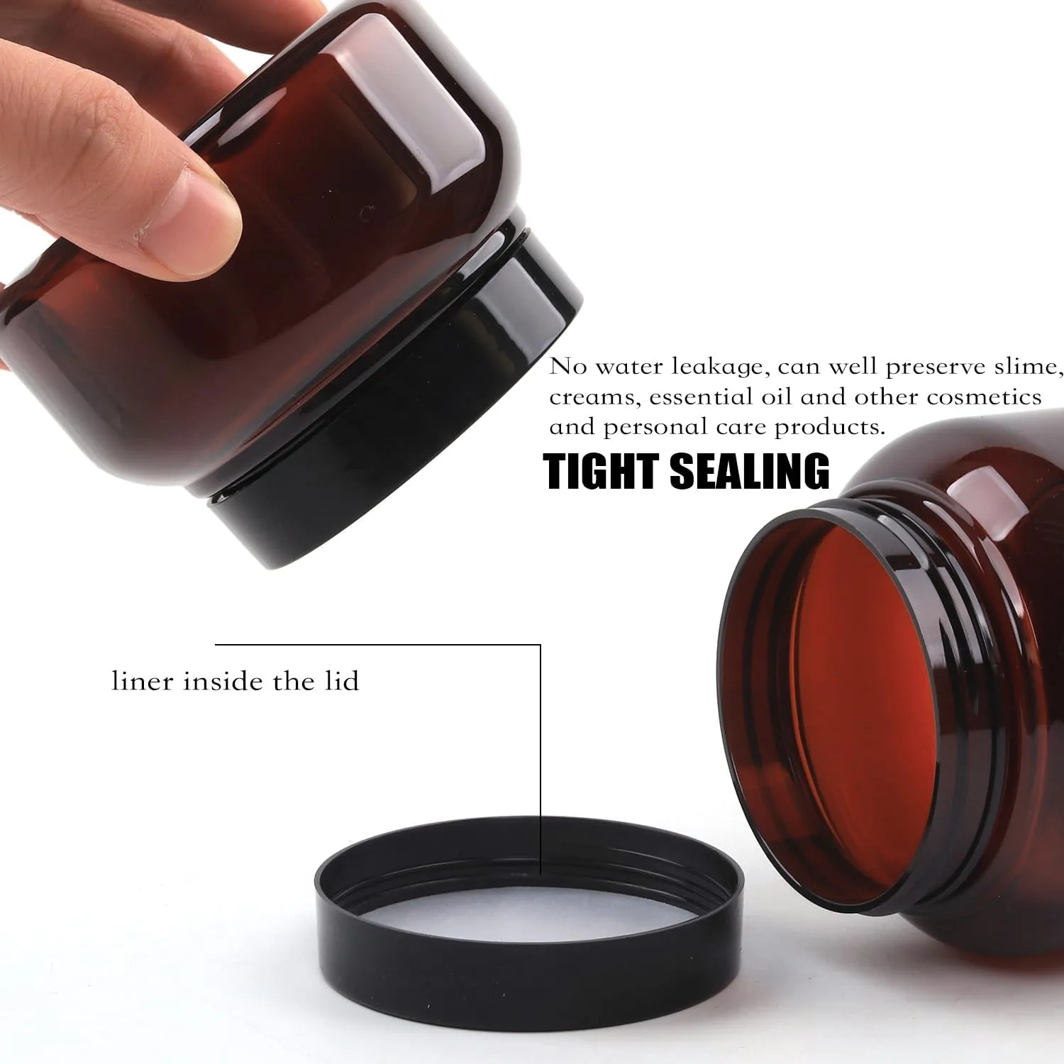 Amber Plastic Jars with Lids, 12 Pack Brown Body Scrub Jars Empty Refillable Containers Round Low Profile Samples Jars for Lotion, Body Butter, Sugar Scrub, Cream (8.5 OZ)
