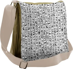 Ambesonne Egyptian Messenger Bag, Hieroglyphics Language, Unisex Cross-body