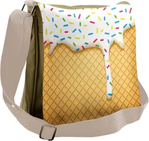 Ambesonne Food Messenger Bag, Melting Ice Cream Cones, Unisex Cross-body