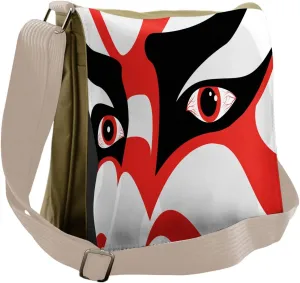 Ambesonne Kabuki Messenger Bag, Japanese Drama Face, Unisex Cross-body