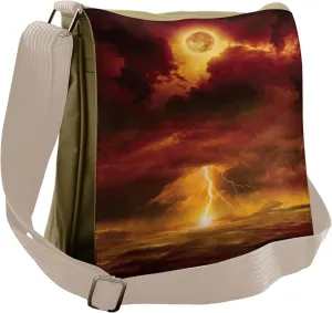 Ambesonne Nature Messenger Bag, Storm Full Moon Beams, Unisex Cross-body