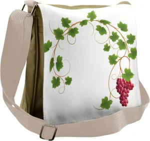 Ambesonne Vineyard Messenger Bag, Cluster Ivy Fresh, Unisex Cross-body