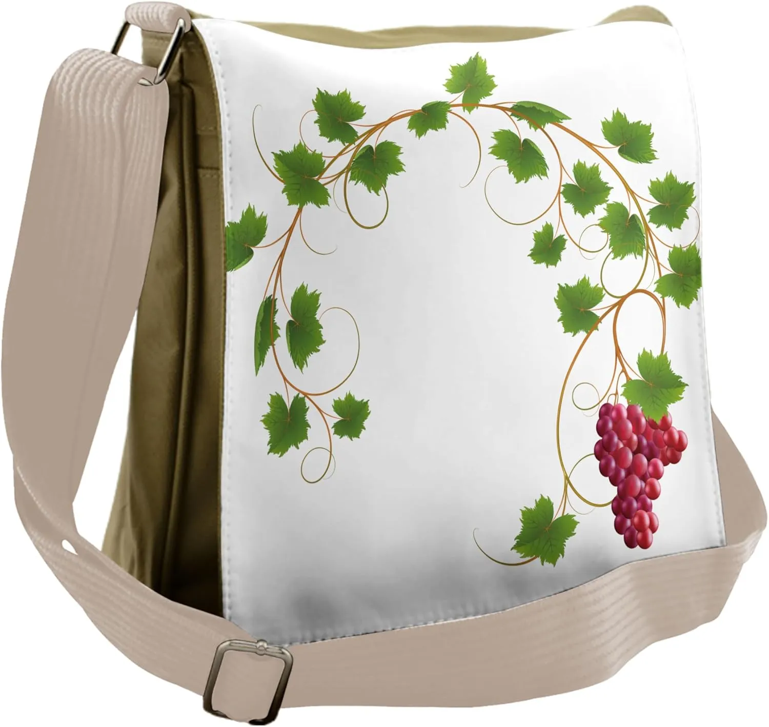 Ambesonne Vineyard Messenger Bag, Cluster Ivy Fresh, Unisex Cross-body