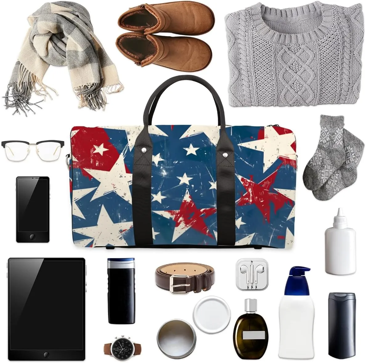 American Memorialize Travel Duffle Bag for Women Men Gym Duffel Foldable Bag Waterproof Weekender 4th of July Duffle Tote