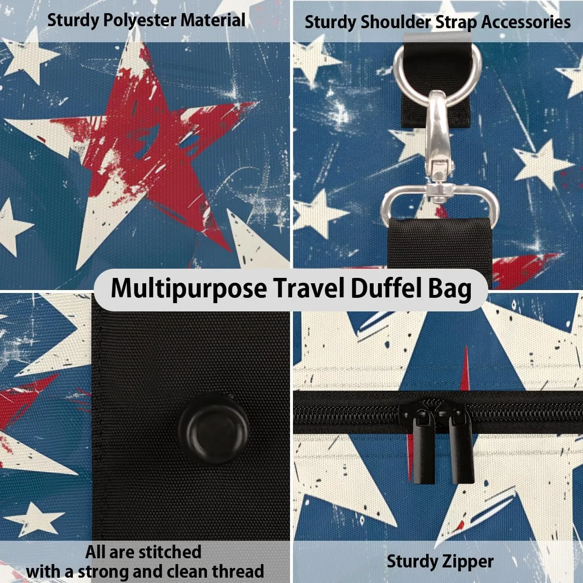 American Memorialize Travel Duffle Bag for Women Men Gym Duffel Foldable Bag Waterproof Weekender 4th of July Duffle Tote