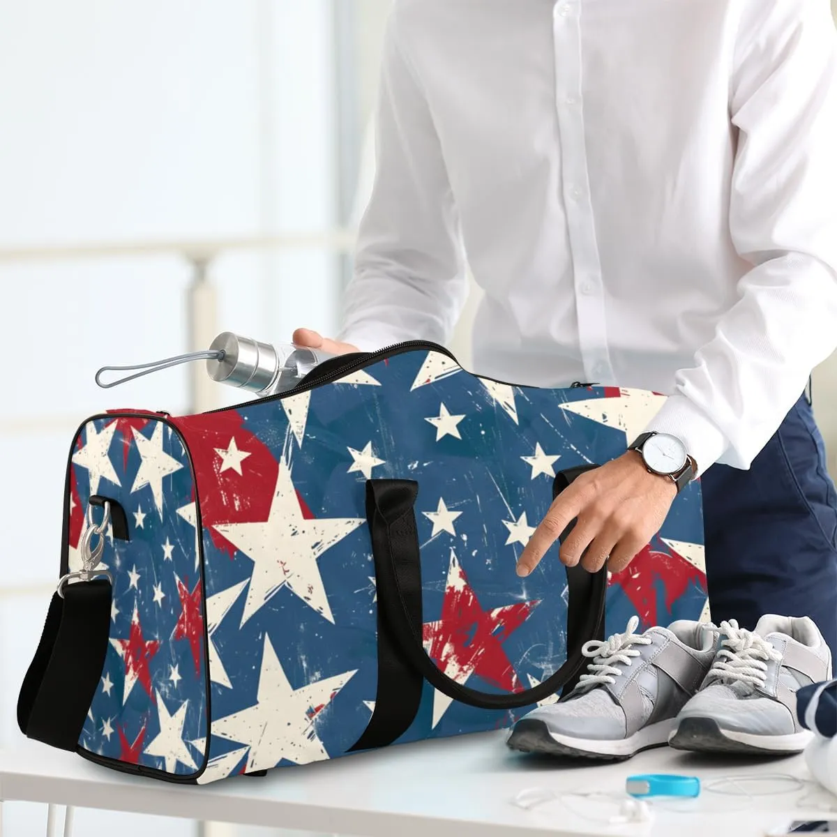 American Memorialize Travel Duffle Bag for Women Men Gym Duffel Foldable Bag Waterproof Weekender 4th of July Duffle Tote