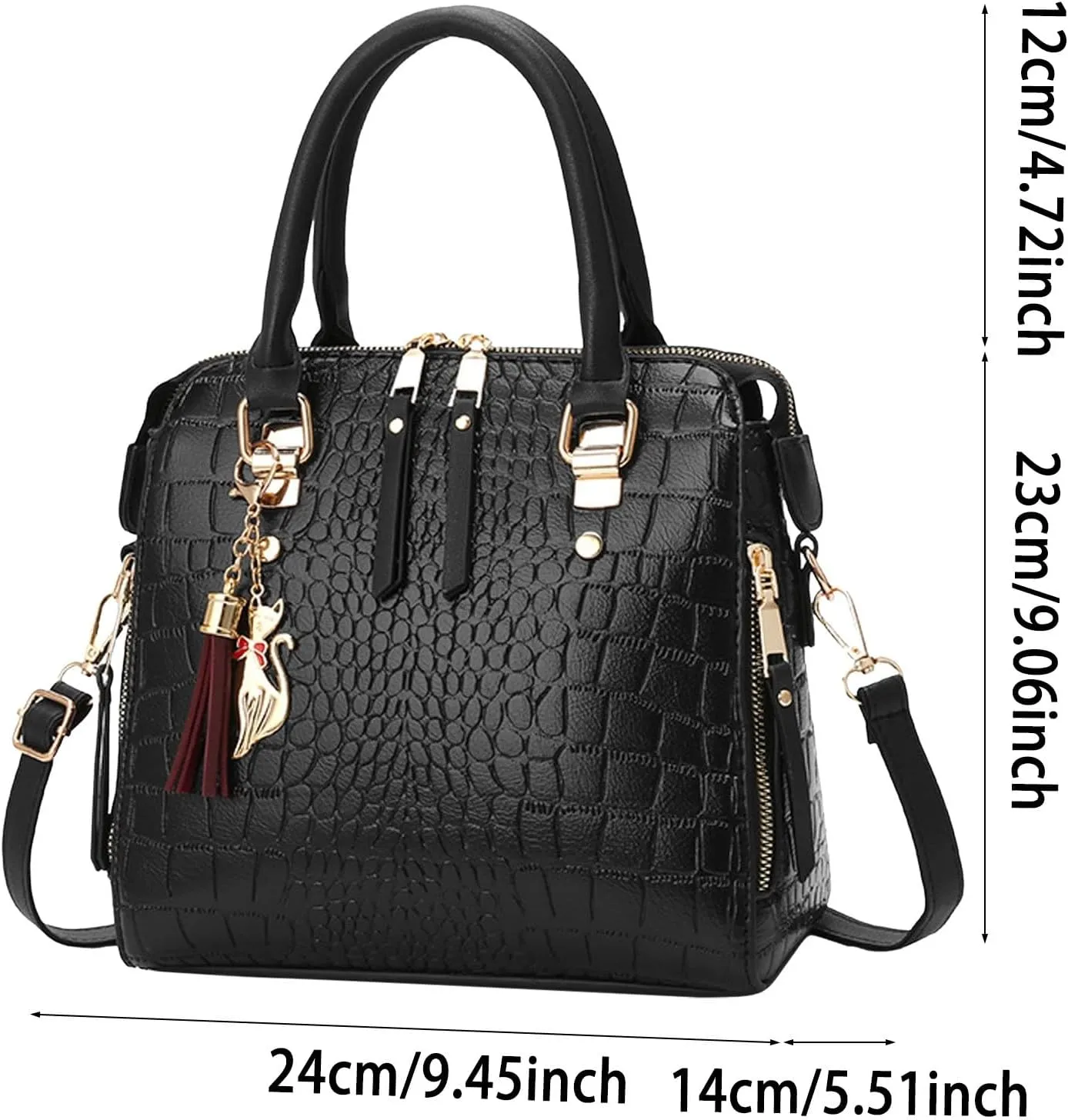 And Winter Stone Pattern Large Capacity Casual Shoulder Fashion Versatile Crossbody Bag Cat Messenger (Red, One Size)