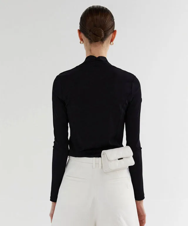 Anell Golf Soft Shawl Collar Top - Black