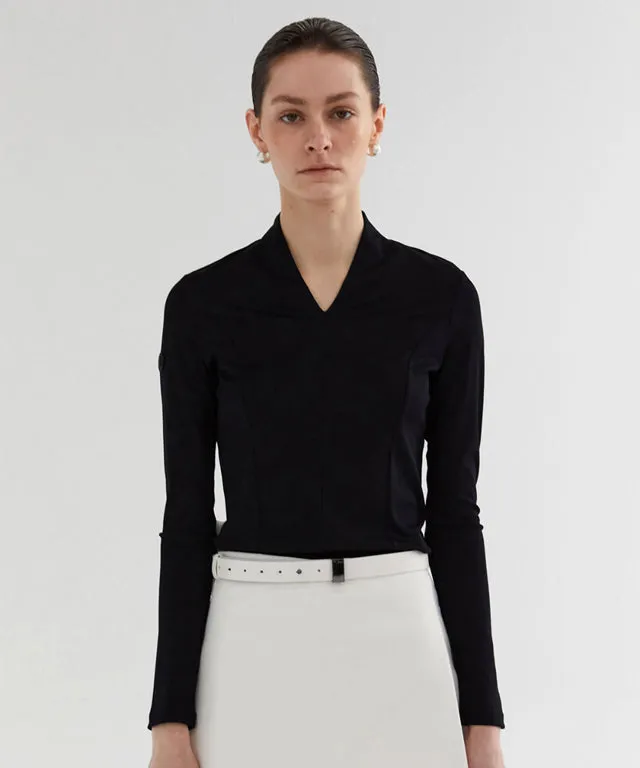 Anell Golf Soft Shawl Collar Top - Black