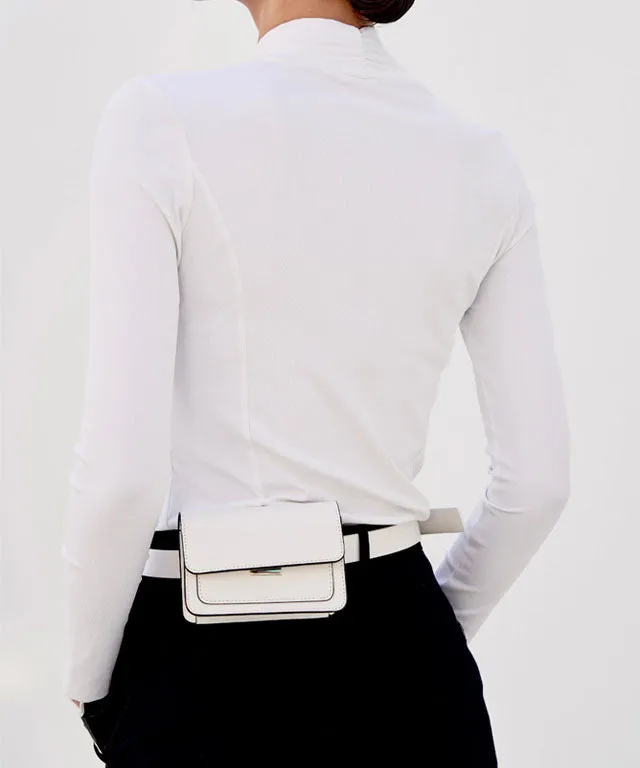 Anell Golf Soft Shawl Collar Top - White