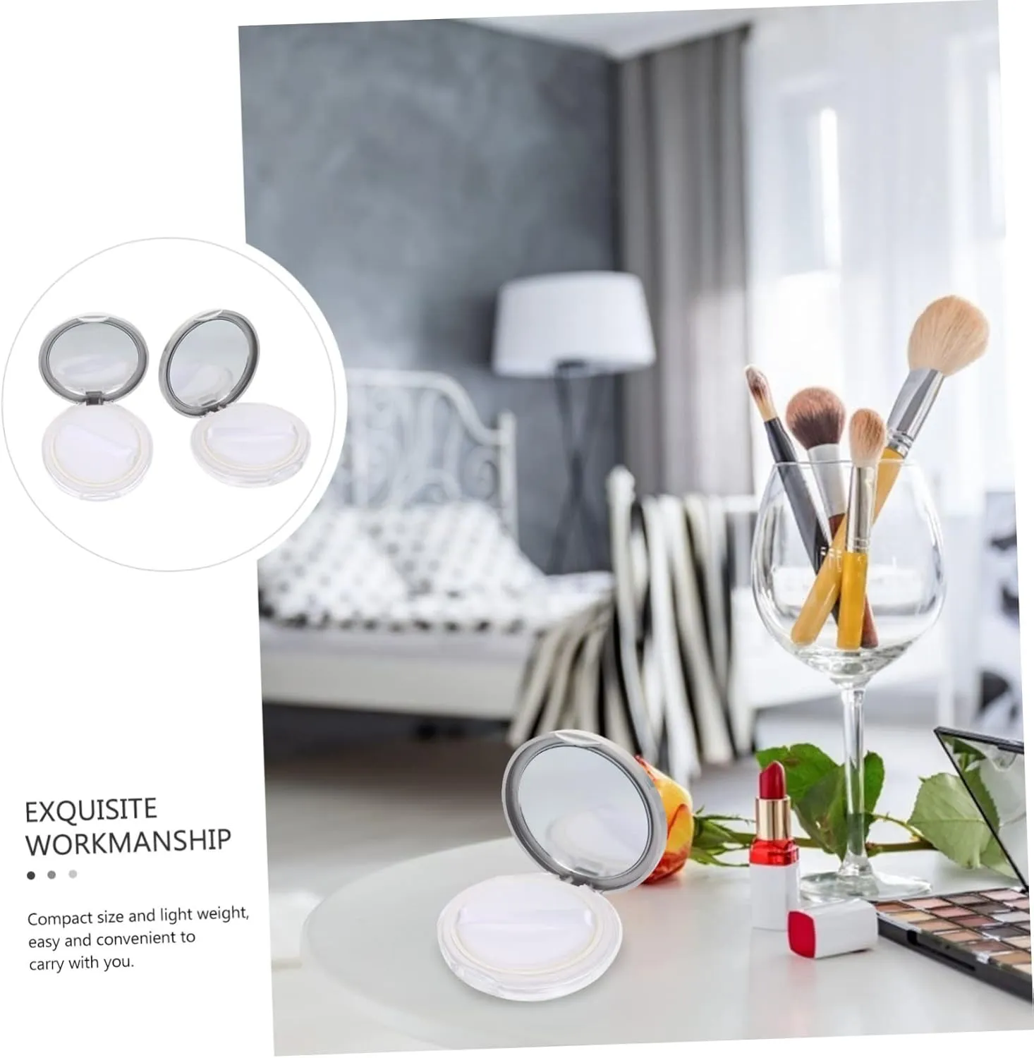 Angoily 2sets Portable Loose Powder Box with Mirror Airtight Lid DIY Makeup Case Foundation Blusher 2pcs*2