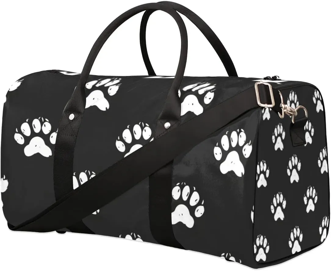 Animal Dog Footprints Travel Duffel bag for Men Women Weekender Overnight Bag Gym Bag Carry On Luggage Bags for Yoga Workout Sports