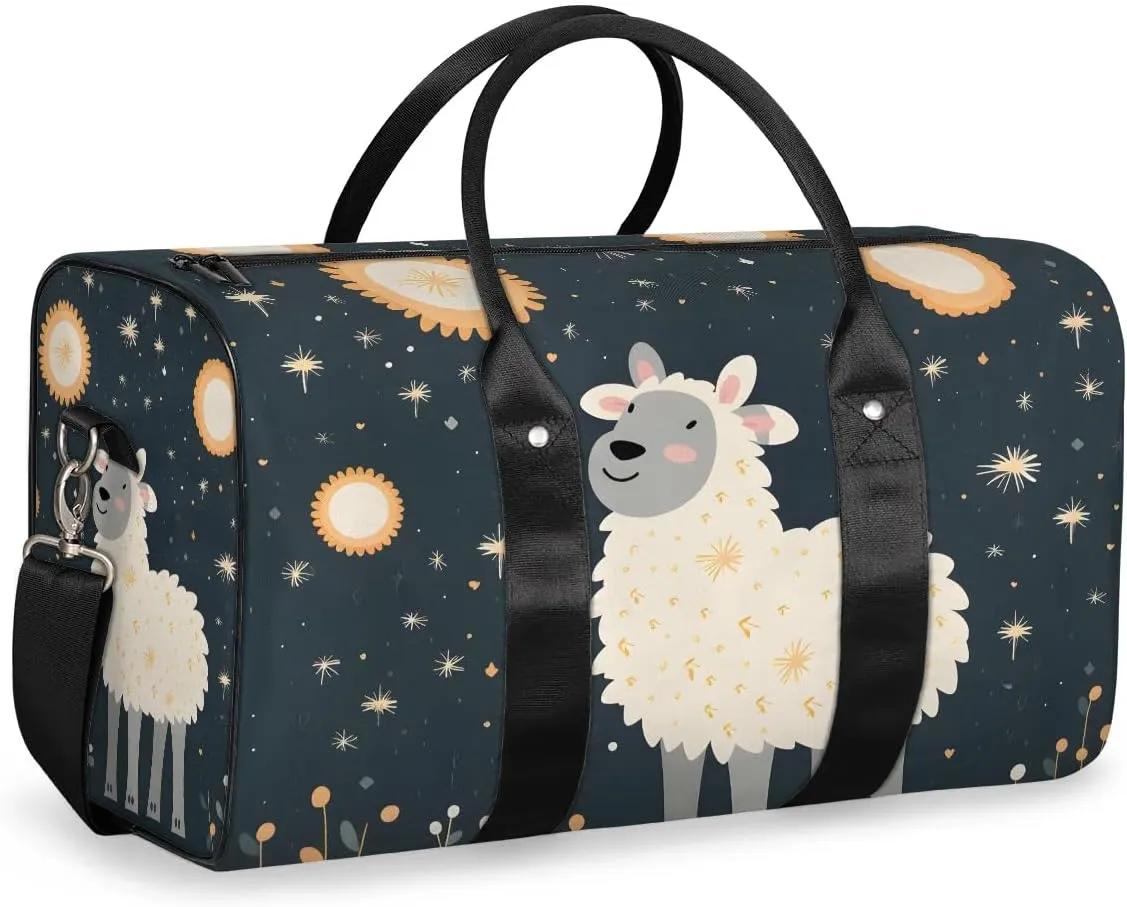 Animal Sheep Travel Duffel Bag for Women Men Waterproof Foldable Overnight Weekender Bag Large Capacity Sports Gym Bag