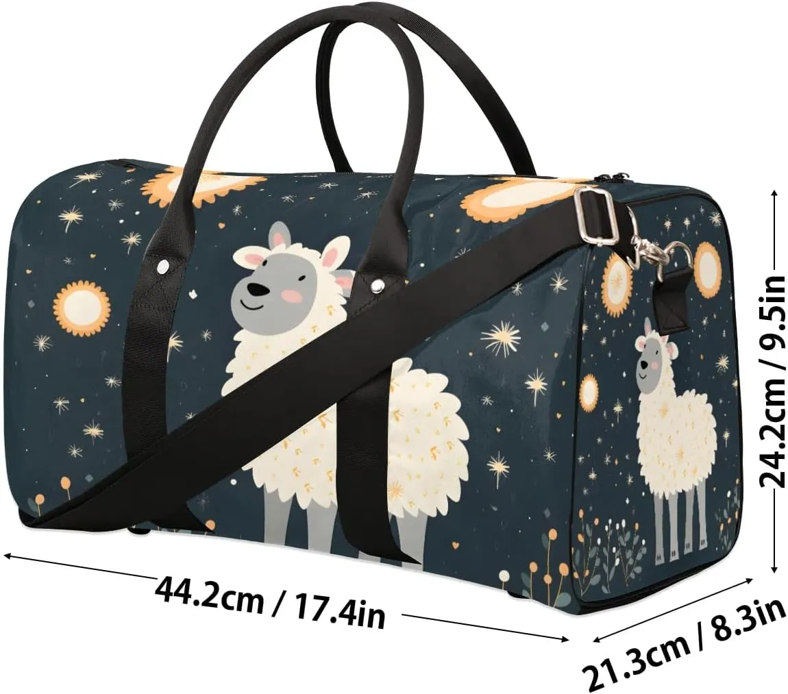 Animal Sheep Travel Duffel Bag for Women Men Waterproof Foldable Overnight Weekender Bag Large Capacity Sports Gym Bag