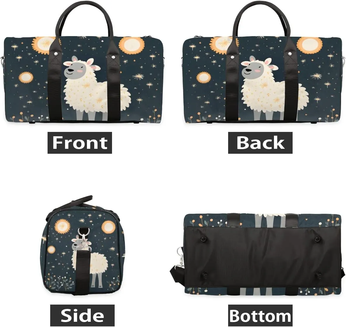 Animal Sheep Travel Duffel Bag for Women Men Waterproof Foldable Overnight Weekender Bag Large Capacity Sports Gym Bag