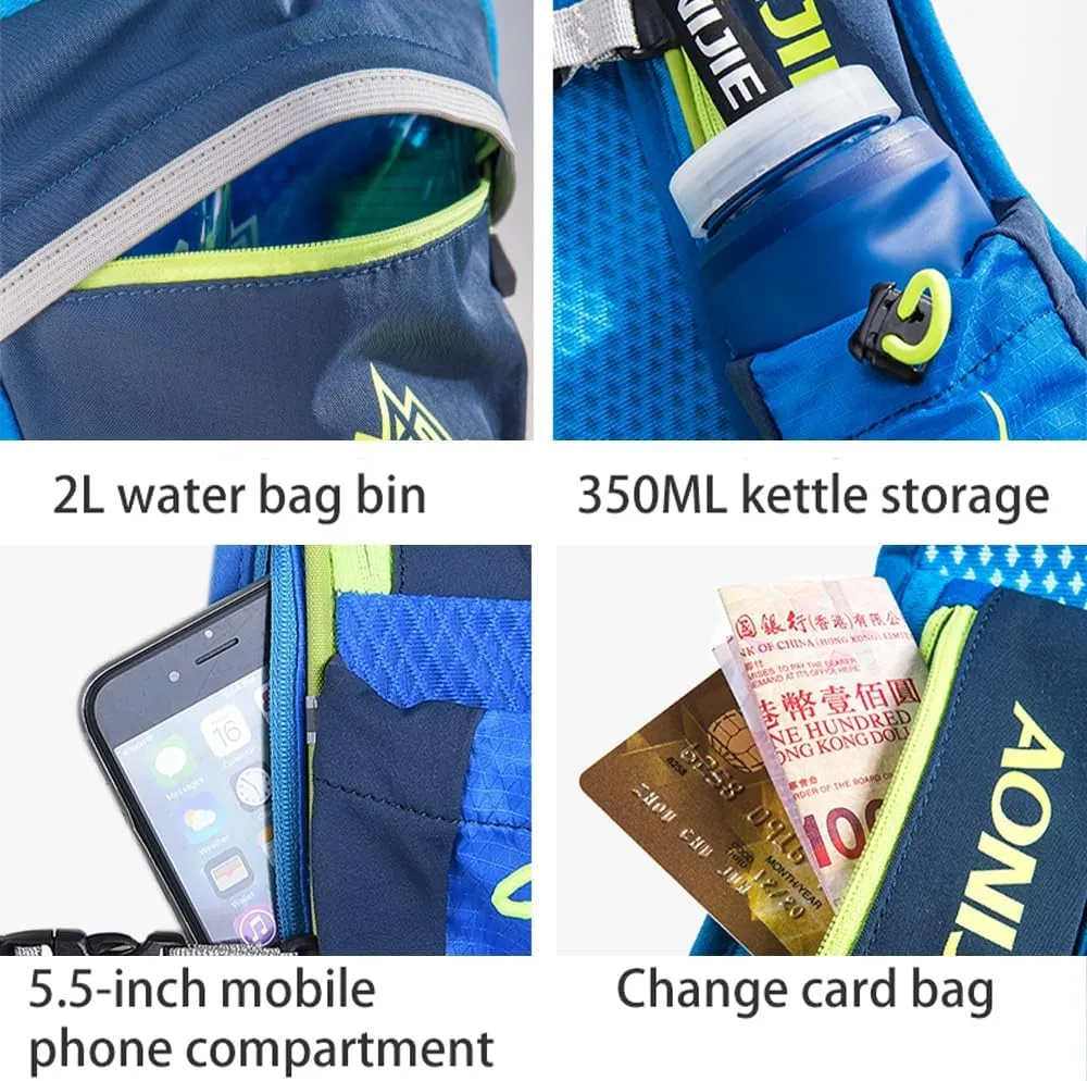 AONIJIE 5.5L Running Hydration Vest Pack with 6 Safety Pockets Adjustable & Lightweight Hydration Backpack for Marathon Race Hiking Cycling