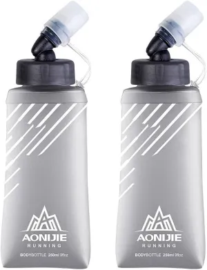AONIJIE TPU Soft Flask Water Bottle Collapsible Running Flask for Hydration Pack, BPA Free, Wide Opening, for Outdoor Sports Hydration