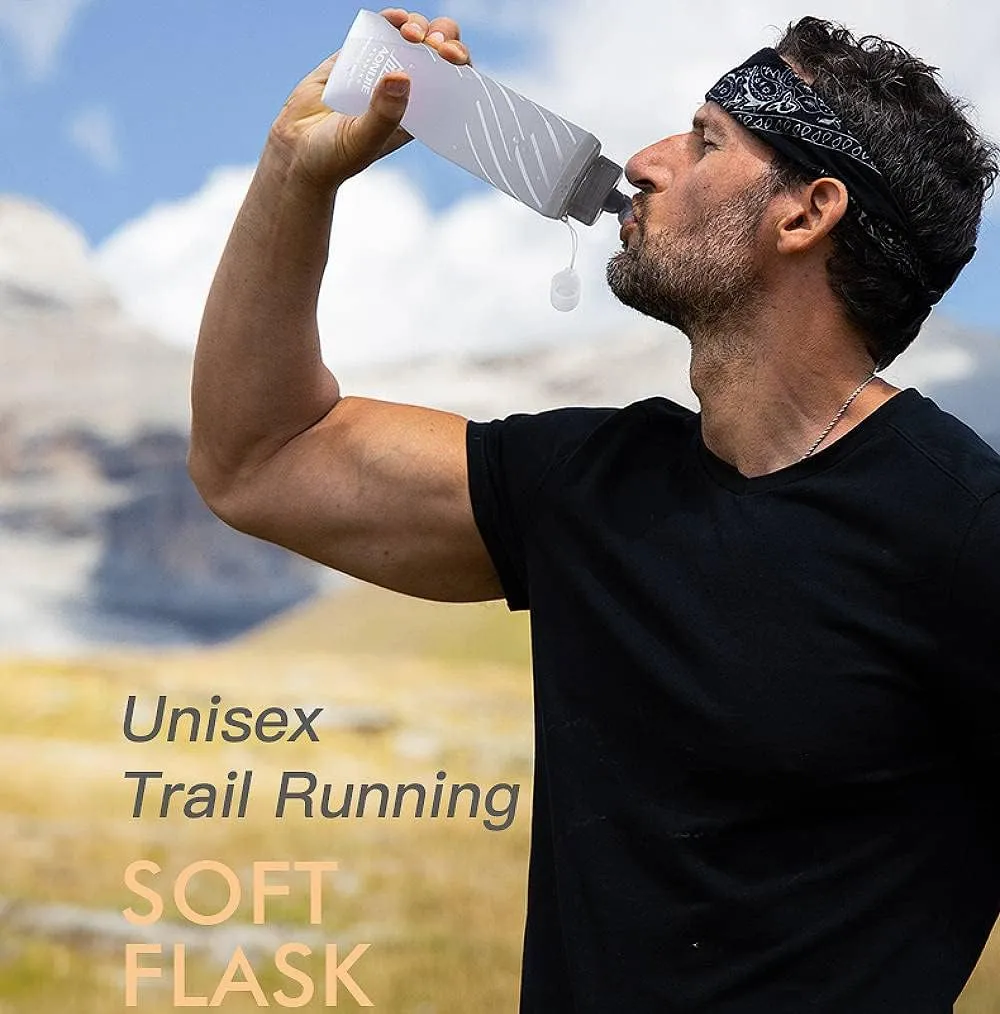 AONIJIE TPU Soft Flask Water Bottle Collapsible Running Flask for Hydration Pack, BPA Free, Wide Opening, for Outdoor Sports Hydration