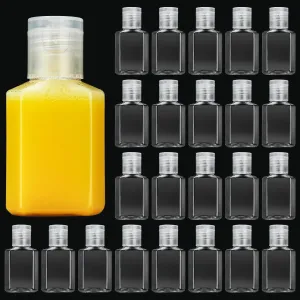 APACALI 100PCS Plastic Travel Bottles 1oz Mini Shampoo Bottles Small Empty Bottles Refillable Cosmetic Containers with Flip Cap Clear Portable Small Bottles for Liquid, Lotions, Toner, Body Soap